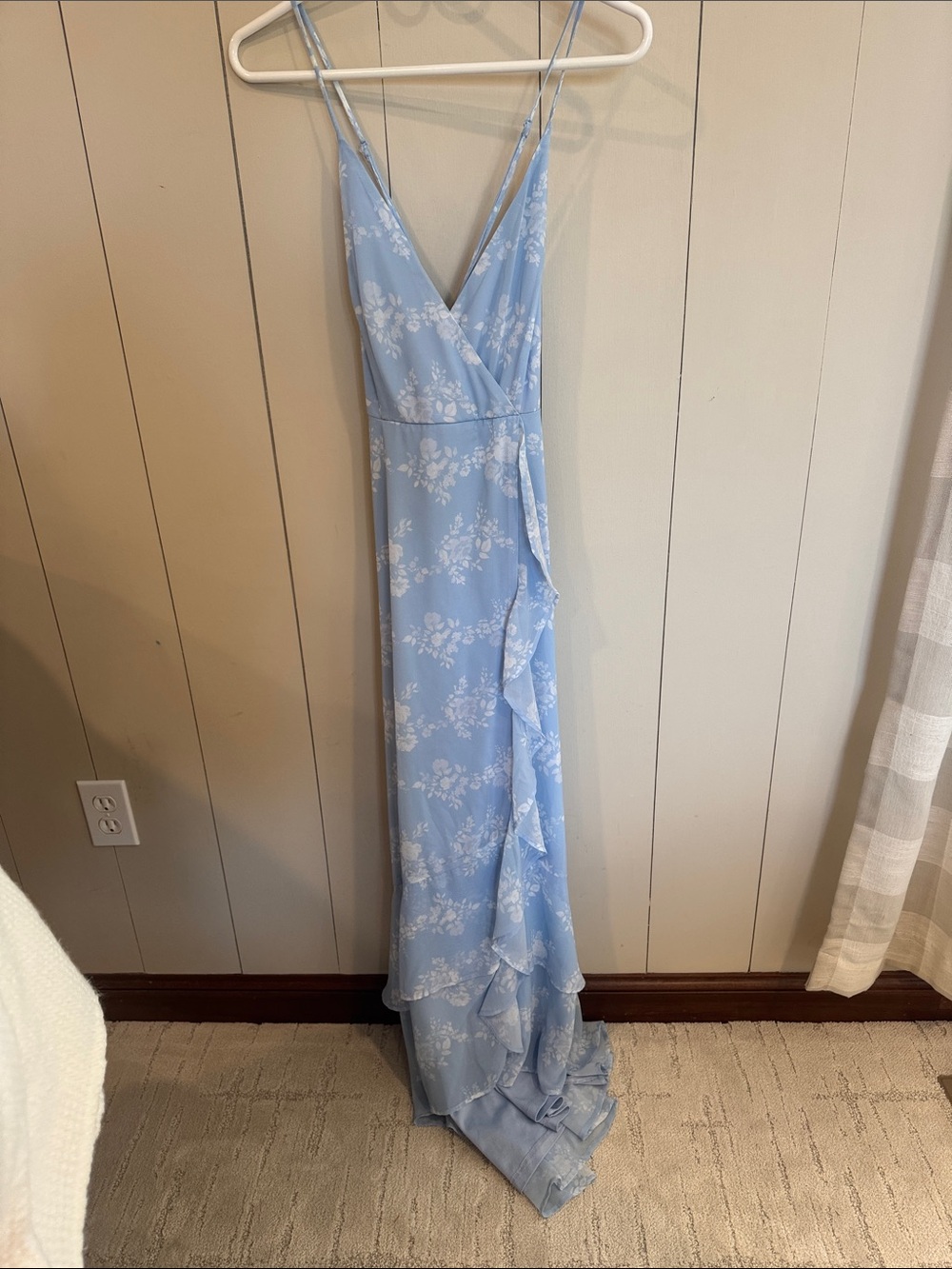 Light Blue Floral Wrap Maxi Dress - Brand Unspecified